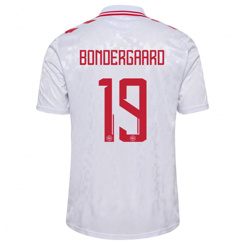 Hombre Camiseta Dinamarca Asbjorn Bondergaard #19 Blanco 2ª Equipación 24-26 La Camisa Chile