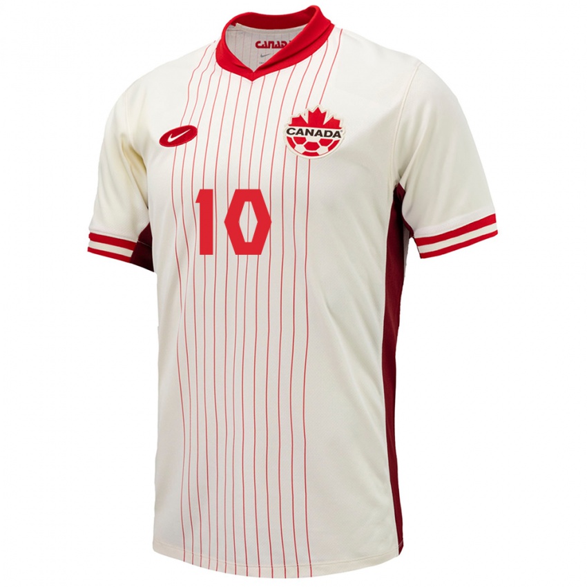 Hombre Camiseta Canadá Jonathan David #10 Blanco 2ª Equipación 24-26 La Camisa Chile