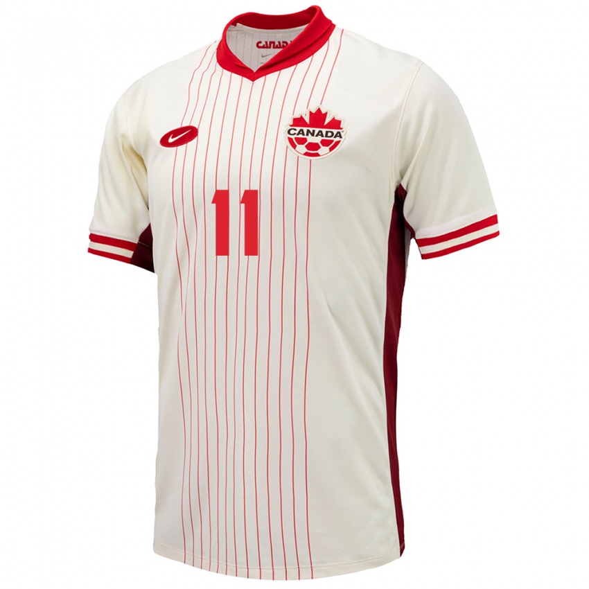 Hombre Camiseta Canadá Theo Bair #11 Blanco 2ª Equipación 24-26 La Camisa Chile