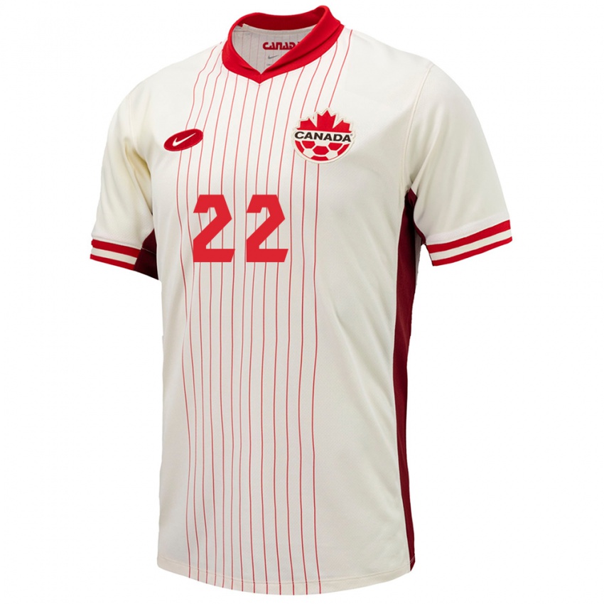 Hombre Camiseta Canadá Richie Laryea #22 Blanco 2ª Equipación 24-26 La Camisa Chile