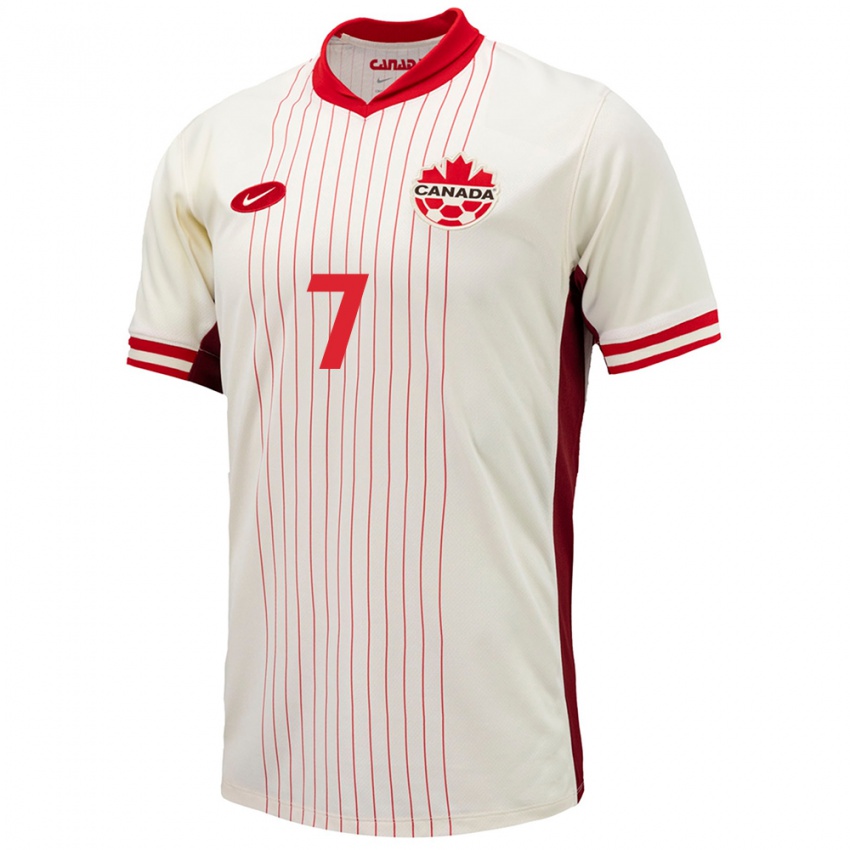 Hombre Camiseta Canadá Jean Aniel Assi #7 Blanco 2ª Equipación 24-26 La Camisa Chile