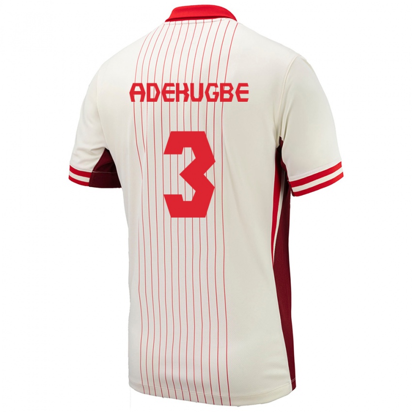 Hombre Camiseta Canadá Samuel Adekugbe #3 Blanco 2ª Equipación 24-26 La Camisa Chile