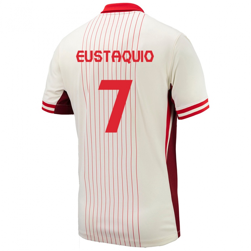 Hombre Camiseta Canadá Stephen Eustaquio #7 Blanco 2ª Equipación 24-26 La Camisa Chile