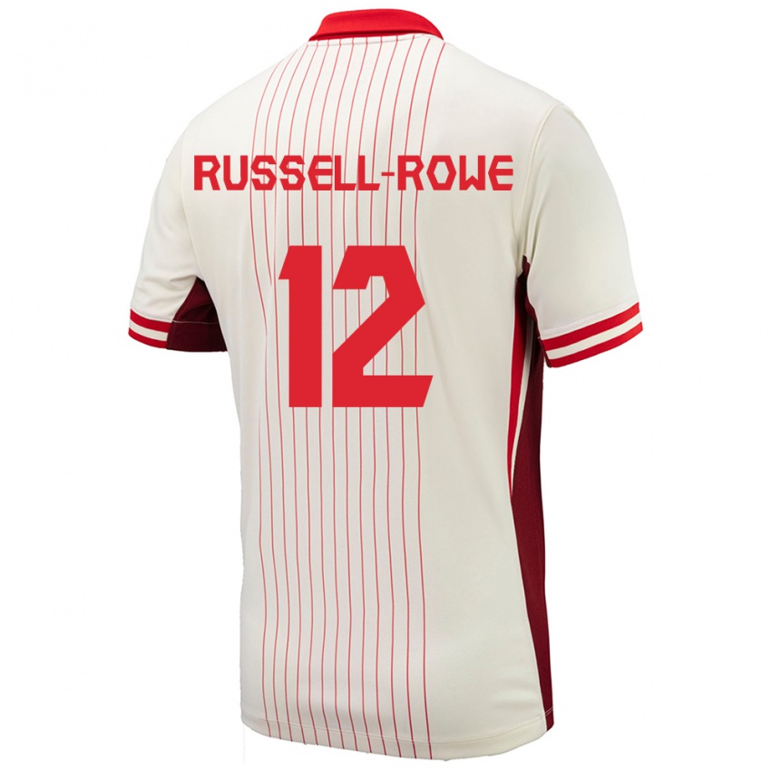 Hombre Camiseta Canadá Jacen Russell-Rowe #12 Blanco 2ª Equipación 24-26 La Camisa Chile