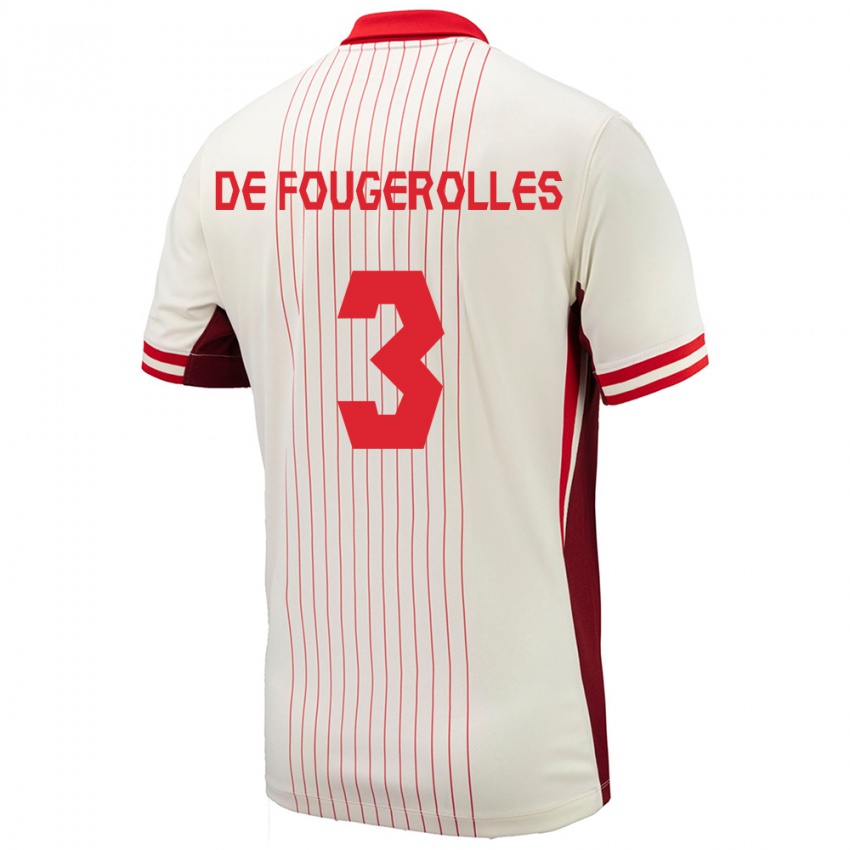 Hombre Camiseta Canadá Luc De Fougerolles #3 Blanco 2ª Equipación 24-26 La Camisa Chile