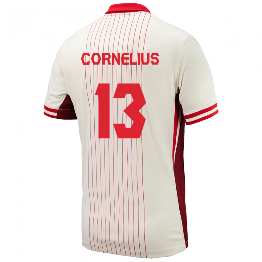 Hombre Camiseta Canadá Derek Cornelius #13 Blanco 2ª Equipación 24-26 La Camisa Chile