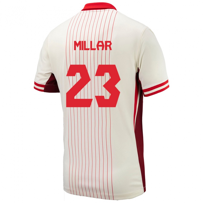 Hombre Camiseta Canadá Liam Millar #23 Blanco 2ª Equipación 24-26 La Camisa Chile