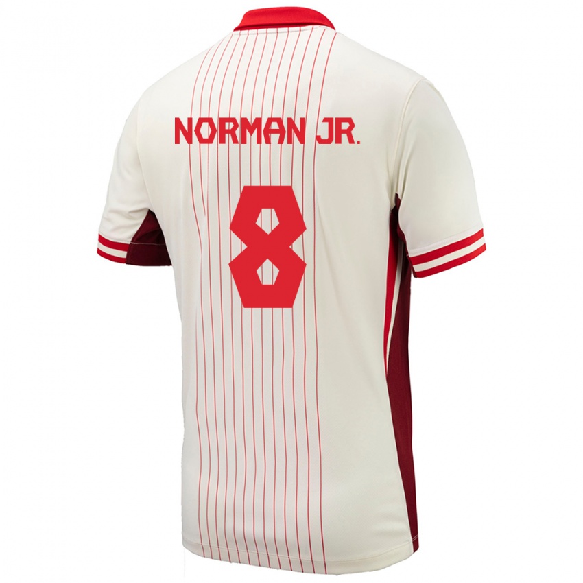 Hombre Camiseta Canadá David Norman Jr. #8 Blanco 2ª Equipación 24-26 La Camisa Chile