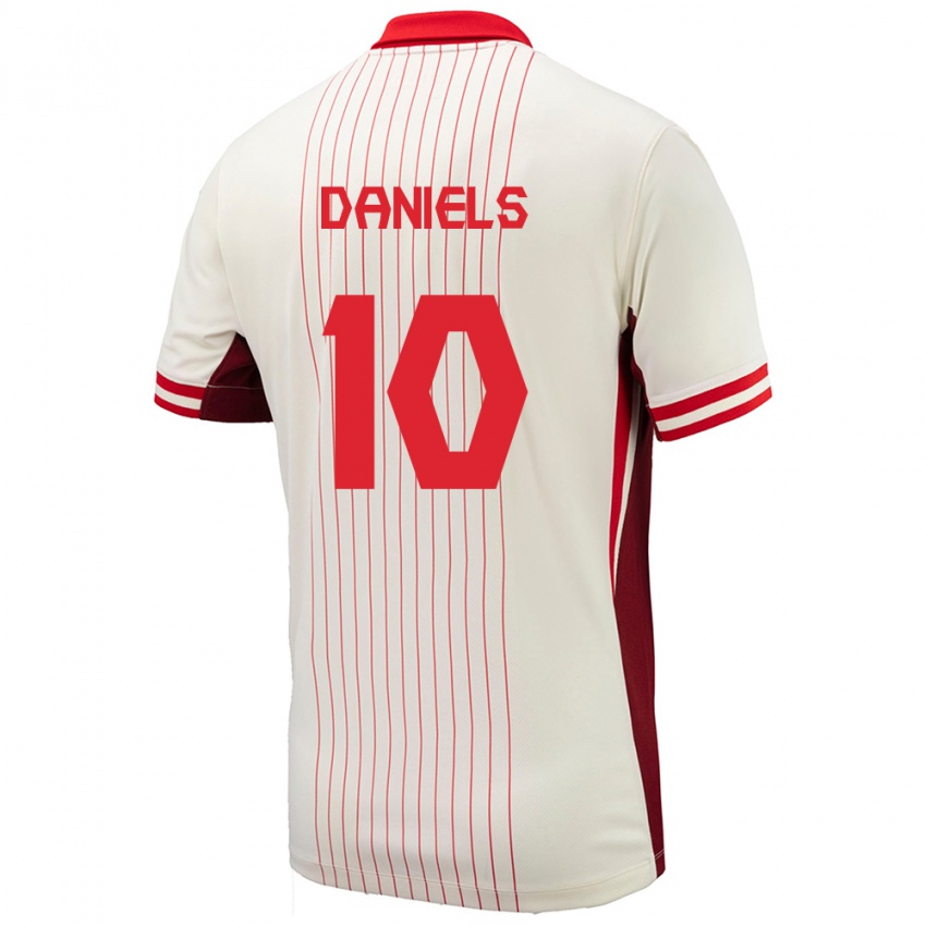 Hombre Camiseta Canadá Aidan Daniels #10 Blanco 2ª Equipación 24-26 La Camisa Chile