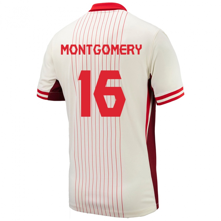 Hombre Camiseta Canadá Callum Montgomery #16 Blanco 2ª Equipación 24-26 La Camisa Chile