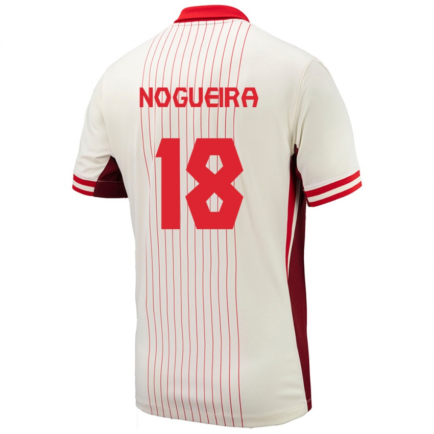 Hombre Camiseta Canadá Matthew Nogueira #18 Blanco 2ª Equipación 24-26 La Camisa Chile