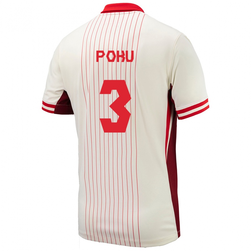 Hombre Camiseta Canadá Kwasi Poku #3 Blanco 2ª Equipación 24-26 La Camisa Chile