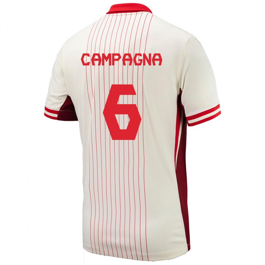 Hombre Camiseta Canadá Matteo Campagna #6 Blanco 2ª Equipación 24-26 La Camisa Chile