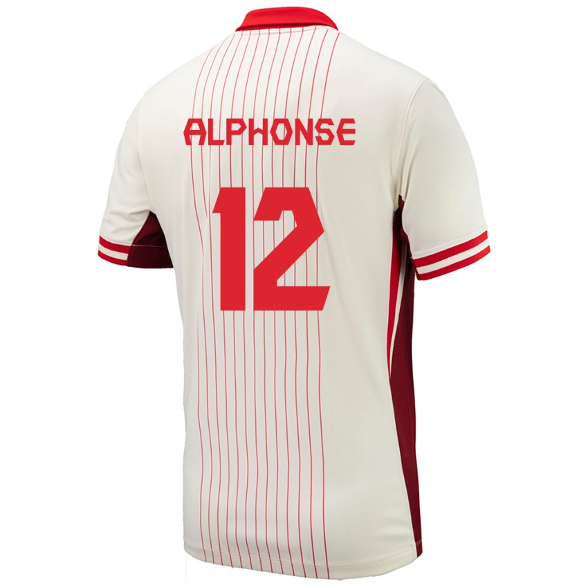 Hombre Camiseta Canadá Jefferson Alphonse #12 Blanco 2ª Equipación 24-26 La Camisa Chile