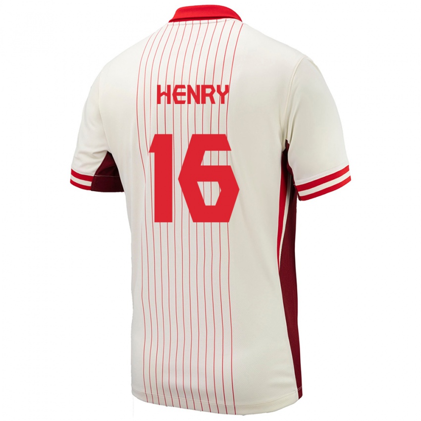 Hombre Camiseta Canadá Mael Henry #16 Blanco 2ª Equipación 24-26 La Camisa Chile