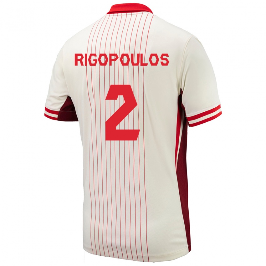 Hombre Camiseta Canadá Theo Rigopoulos #2 Blanco 2ª Equipación 24-26 La Camisa Chile