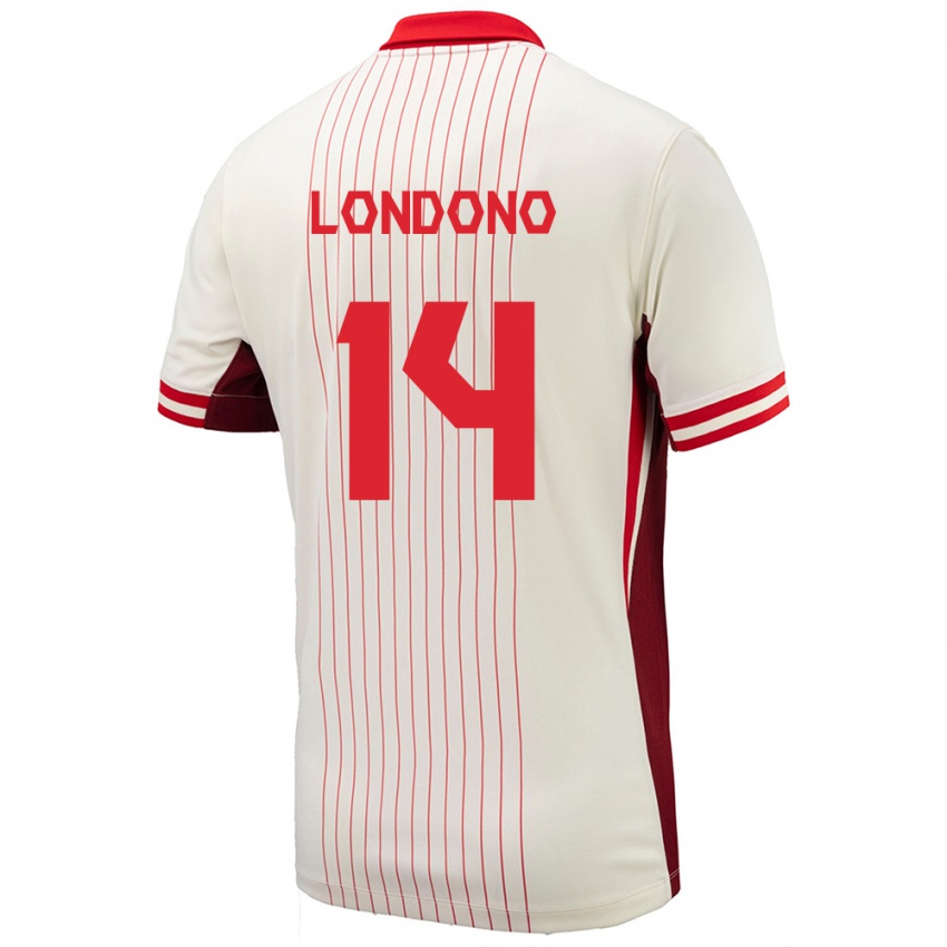 Hombre Camiseta Canadá Tyler Londono #14 Blanco 2ª Equipación 24-26 La Camisa Chile