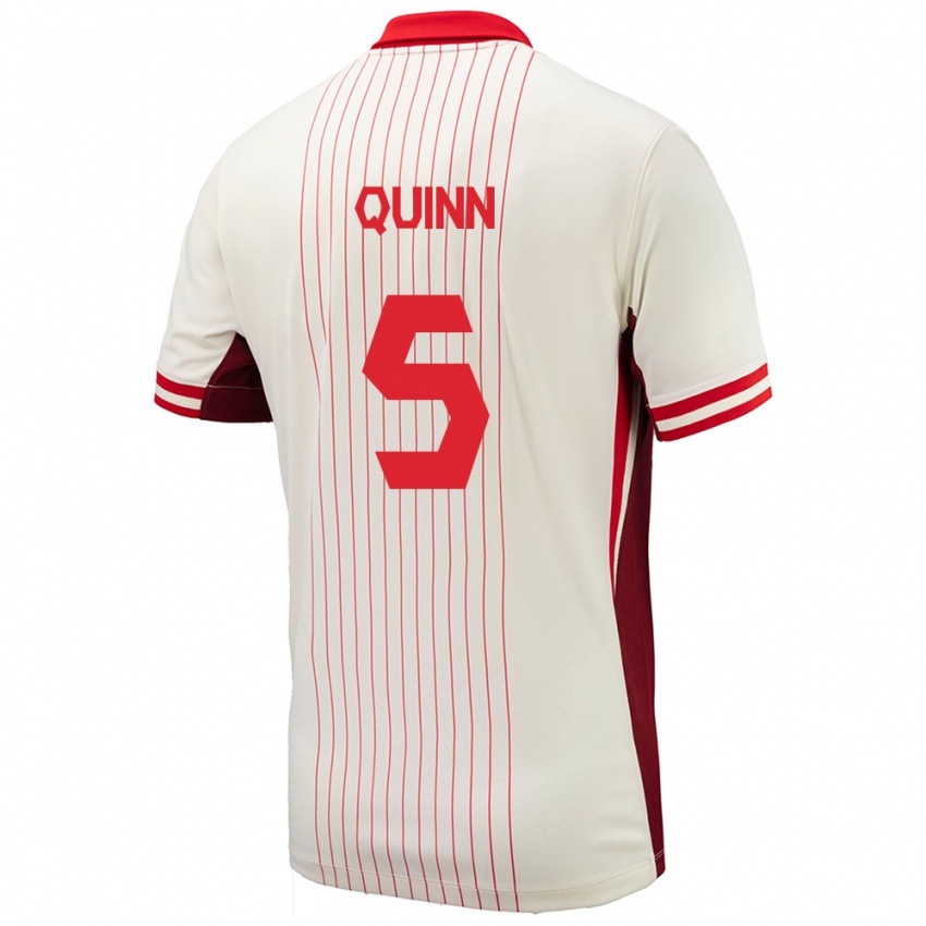 Hombre Camiseta Canadá Quinn #5 Blanco 2ª Equipación 24-26 La Camisa Chile