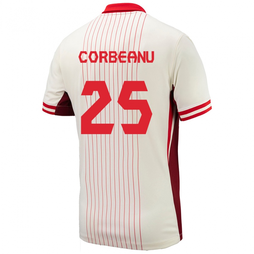 Hombre Camiseta Canadá Theo Corbeanu #25 Blanco 2ª Equipación 24-26 La Camisa Chile