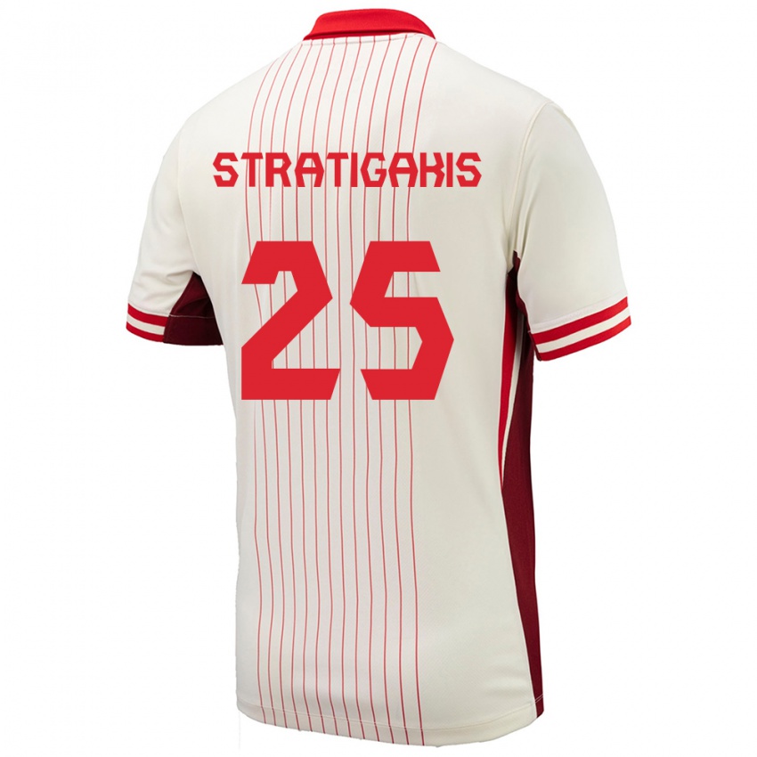 Hombre Camiseta Canadá Sarah Stratigakis #25 Blanco 2ª Equipación 24-26 La Camisa Chile