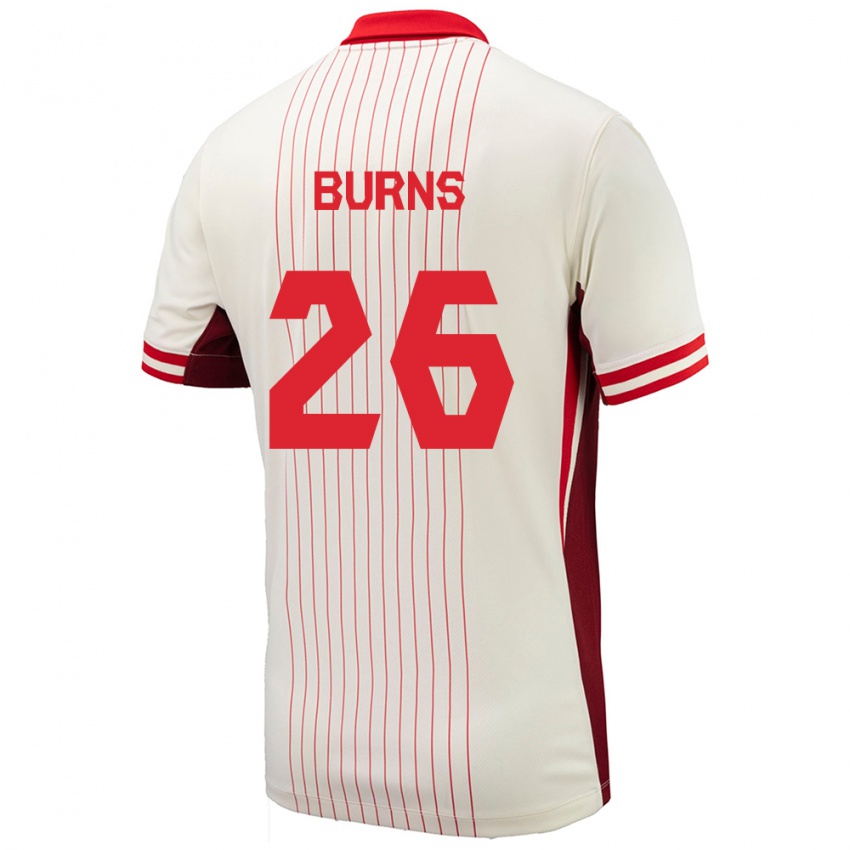 Hombre Camiseta Canadá Zoe Burns #26 Blanco 2ª Equipación 24-26 La Camisa Chile