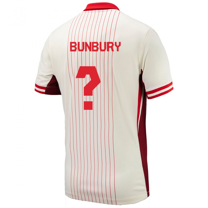 Hombre Camiseta Canadá Mataeo Bunbury #0 Blanco 2ª Equipación 24-26 La Camisa Chile