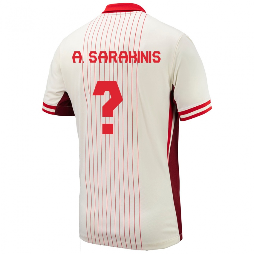 Hombre Camiseta Canadá Alexander Sarakinis #0 Blanco 2ª Equipación 24-26 La Camisa Chile