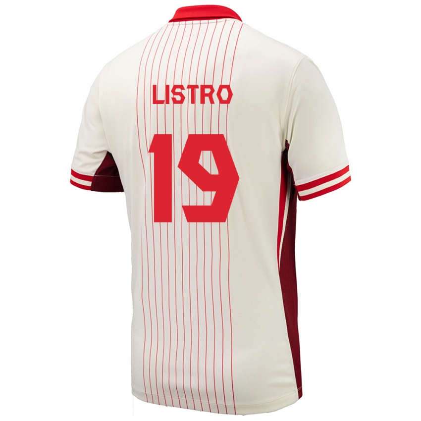 Hombre Camiseta Canadá Jordyn Listro #19 Blanco 2ª Equipación 24-26 La Camisa Chile