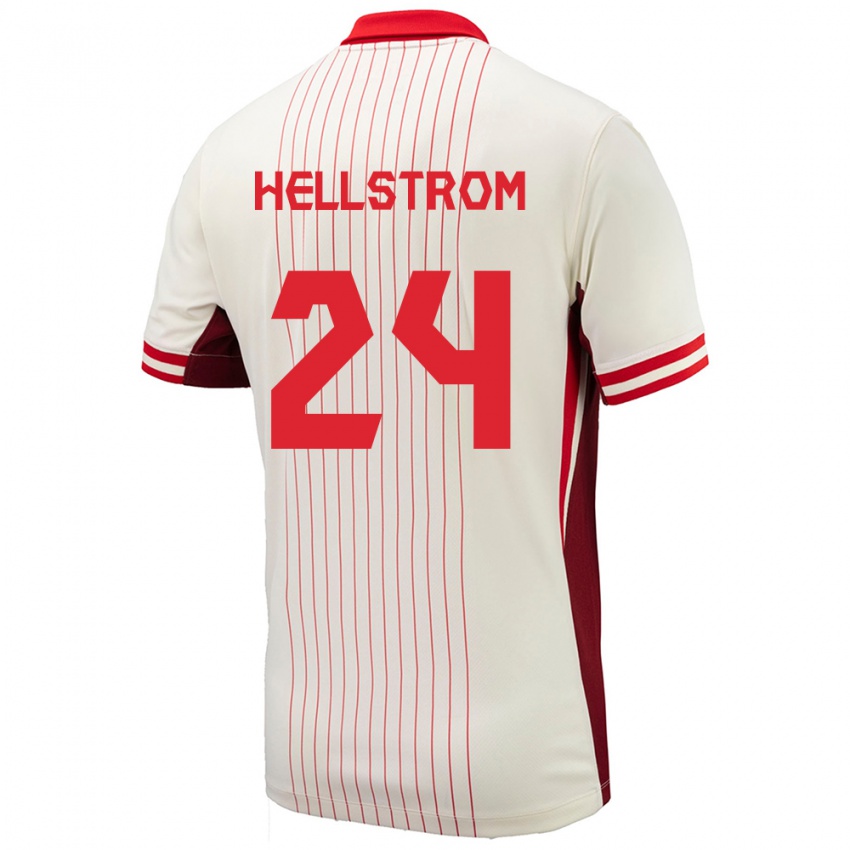 Hombre Camiseta Canadá Jenna Hellstrom #24 Blanco 2ª Equipación 24-26 La Camisa Chile