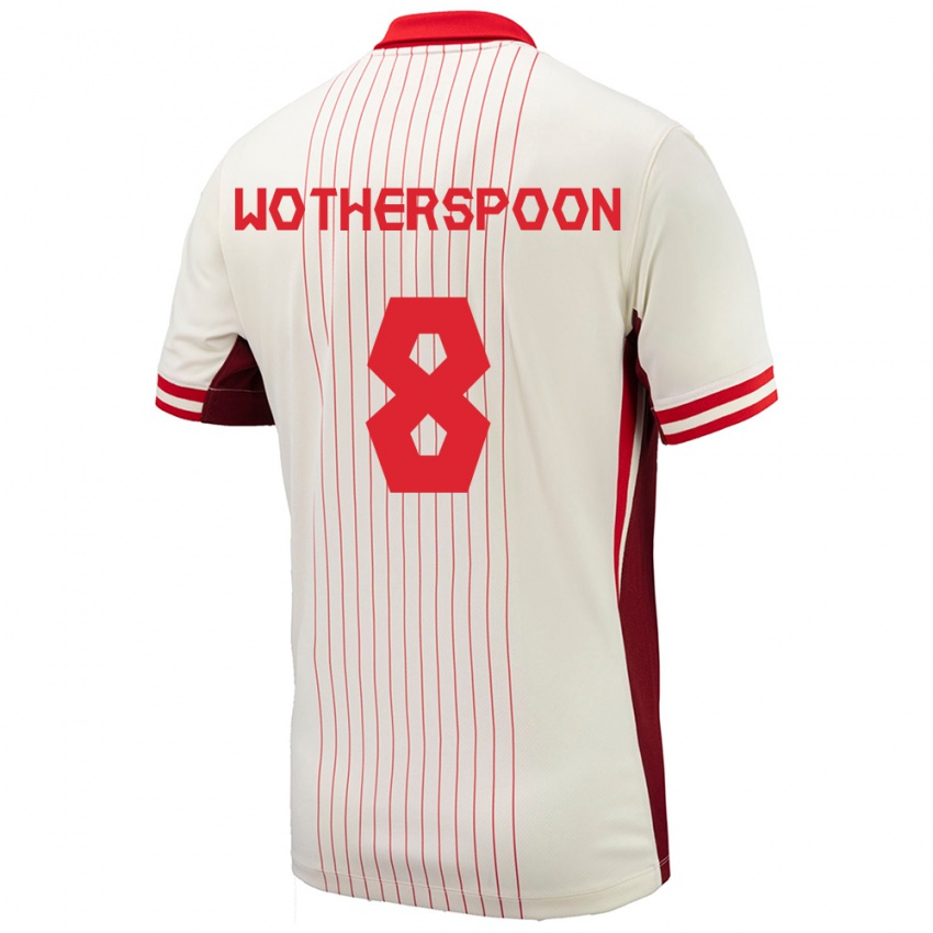 Hombre Camiseta Canadá David Wotherspoon #8 Blanco 2ª Equipación 24-26 La Camisa Chile