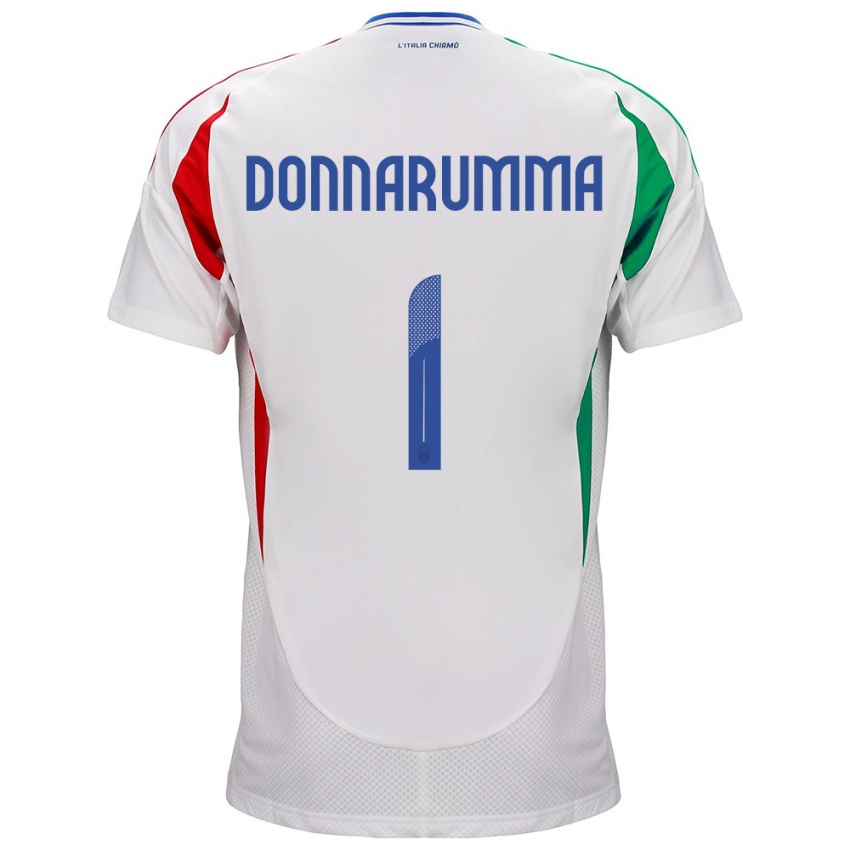 Hombre Camiseta Italia Gianluigi Donnarumma #1 Blanco 2ª Equipación 24-26 La Camisa Chile