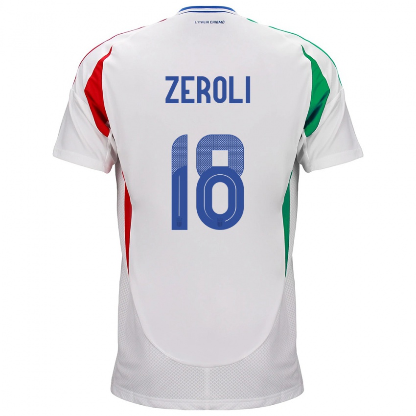 Hombre Camiseta Italia Kevin Zeroli #18 Blanco 2ª Equipación 24-26 La Camisa Chile