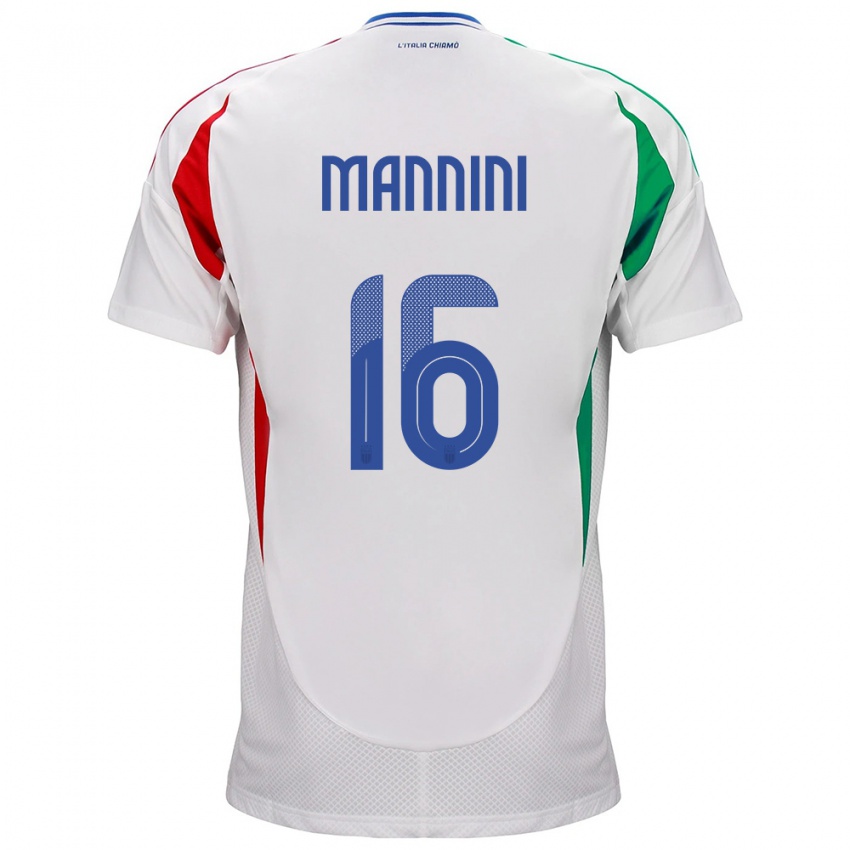 Hombre Camiseta Italia Mattia Mannini #16 Blanco 2ª Equipación 24-26 La Camisa Chile