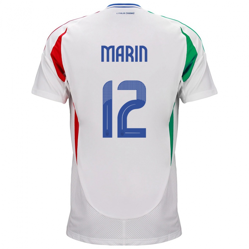 Hombre Camiseta Italia Renato Marin #12 Blanco 2ª Equipación 24-26 La Camisa Chile