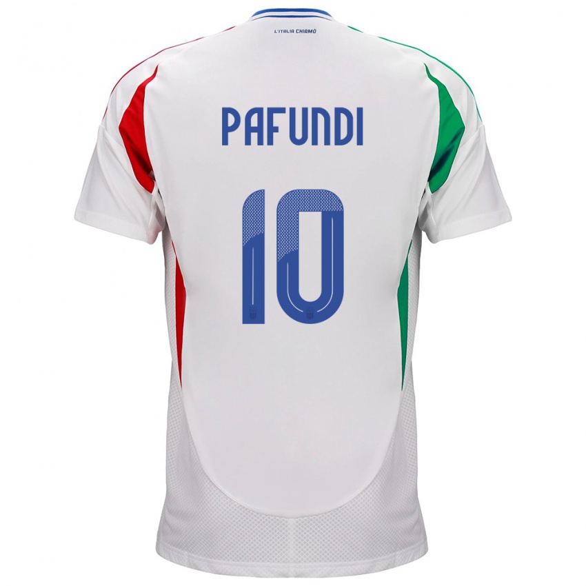 Hombre Camiseta Italia Simone Pafundi #10 Blanco 2ª Equipación 24-26 La Camisa Chile