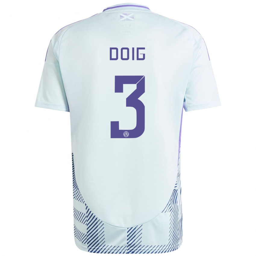 Hombre Camiseta Escocia Josh Doig #3 Azul Menta Claro 2ª Equipación 24-26 La Camisa Chile