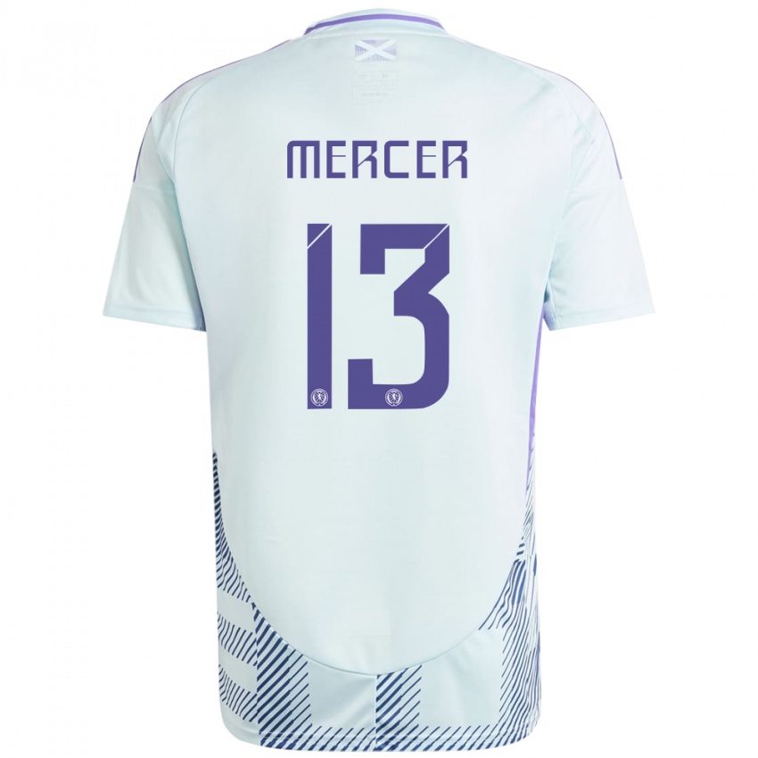 Hombre Camiseta Escocia Jamie Mercer #13 Azul Menta Claro 2ª Equipación 24-26 La Camisa Chile