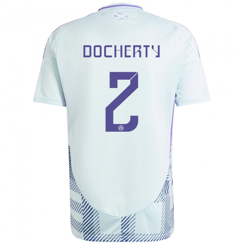 Hombre Camiseta Escocia Nicola Docherty #2 Azul Menta Claro 2ª Equipación 24-26 La Camisa Chile