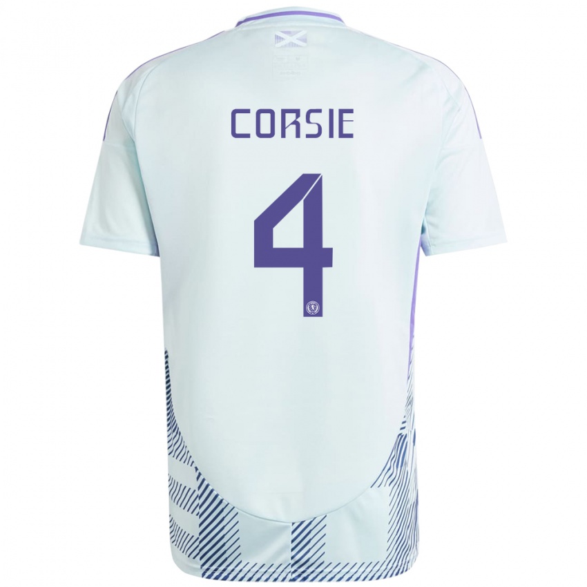 Hombre Camiseta Escocia Rachel Corsie #4 Azul Menta Claro 2ª Equipación 24-26 La Camisa Chile