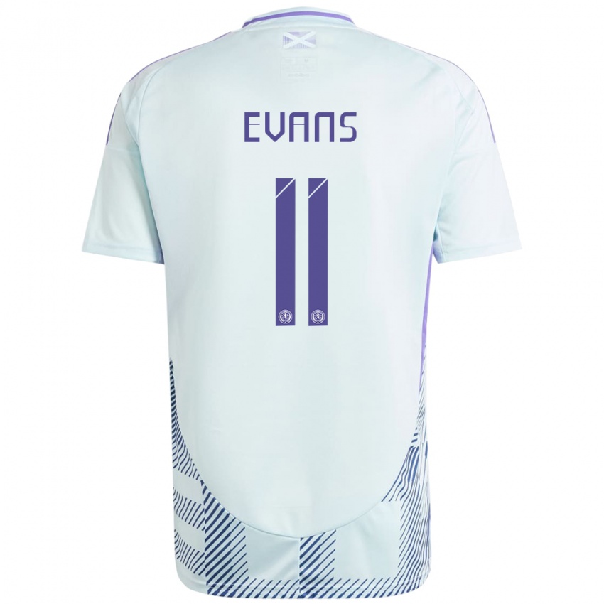 Hombre Camiseta Escocia Lisa Evans #11 Azul Menta Claro 2ª Equipación 24-26 La Camisa Chile