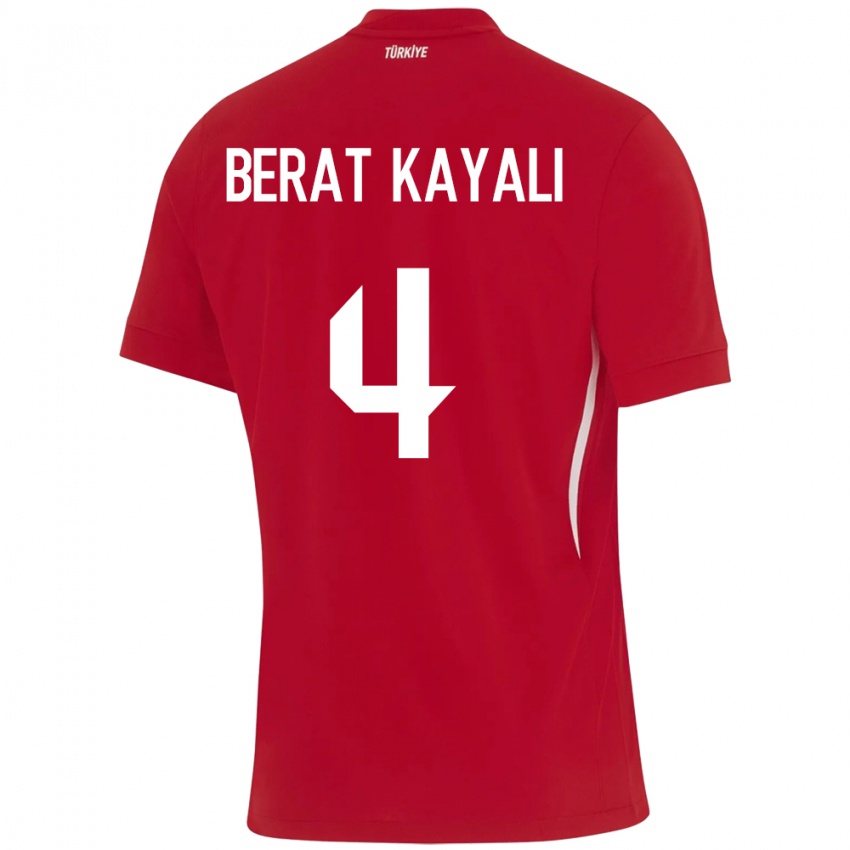 Hombre Camiseta Turquía Hasan Berat Kayalı #4 Rojo 2ª Equipación 24-26 La Camisa Chile