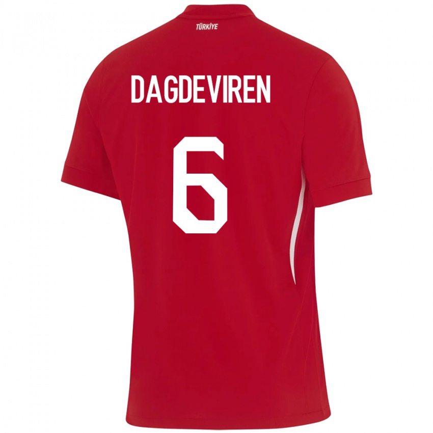 Hombre Camiseta Turquía Diren Dağdeviren #6 Rojo 2ª Equipación 24-26 La Camisa Chile