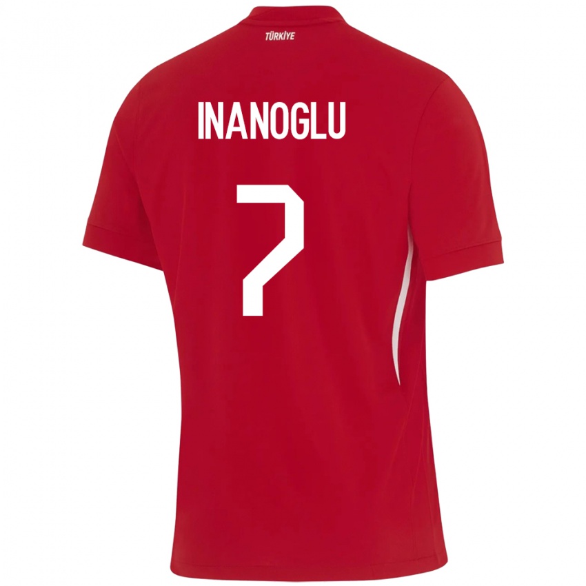 Hombre Camiseta Turquía Kaan İnanoğlu #7 Rojo 2ª Equipación 24-26 La Camisa Chile