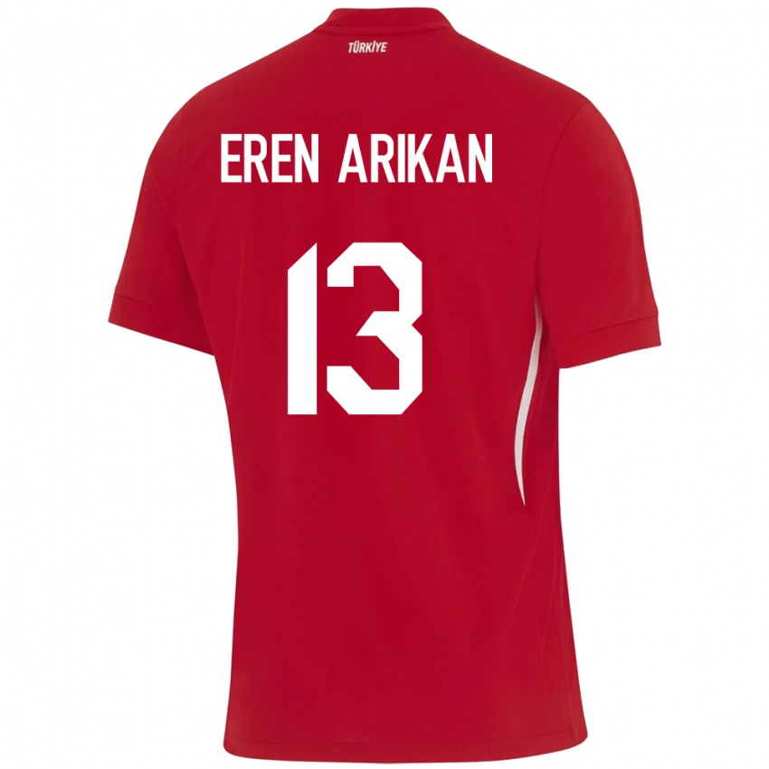 Hombre Camiseta Turquía Muhammed Eren Arıkan #13 Rojo 2ª Equipación 24-26 La Camisa Chile