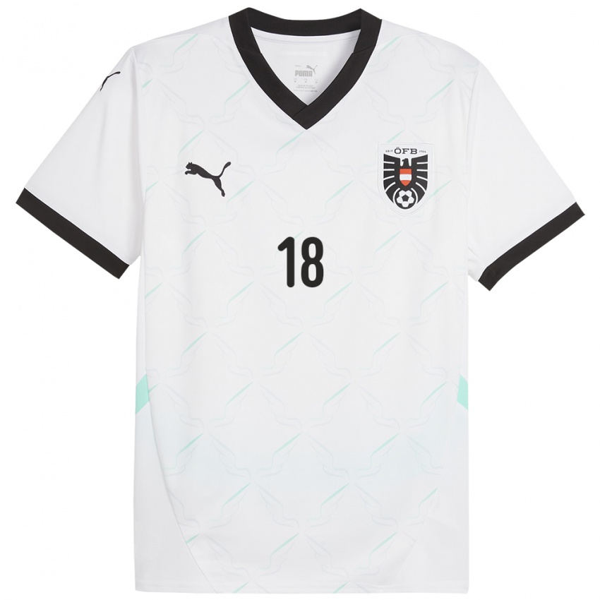 Hombre Camiseta Austria Romano Schmid #18 Blanco 2ª Equipación 24-26 La Camisa Chile