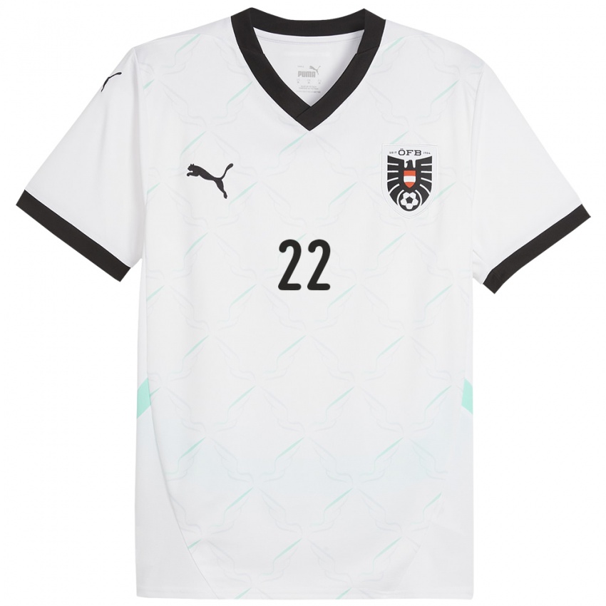 Hombre Camiseta Austria Muhammed Cham #22 Blanco 2ª Equipación 24-26 La Camisa Chile