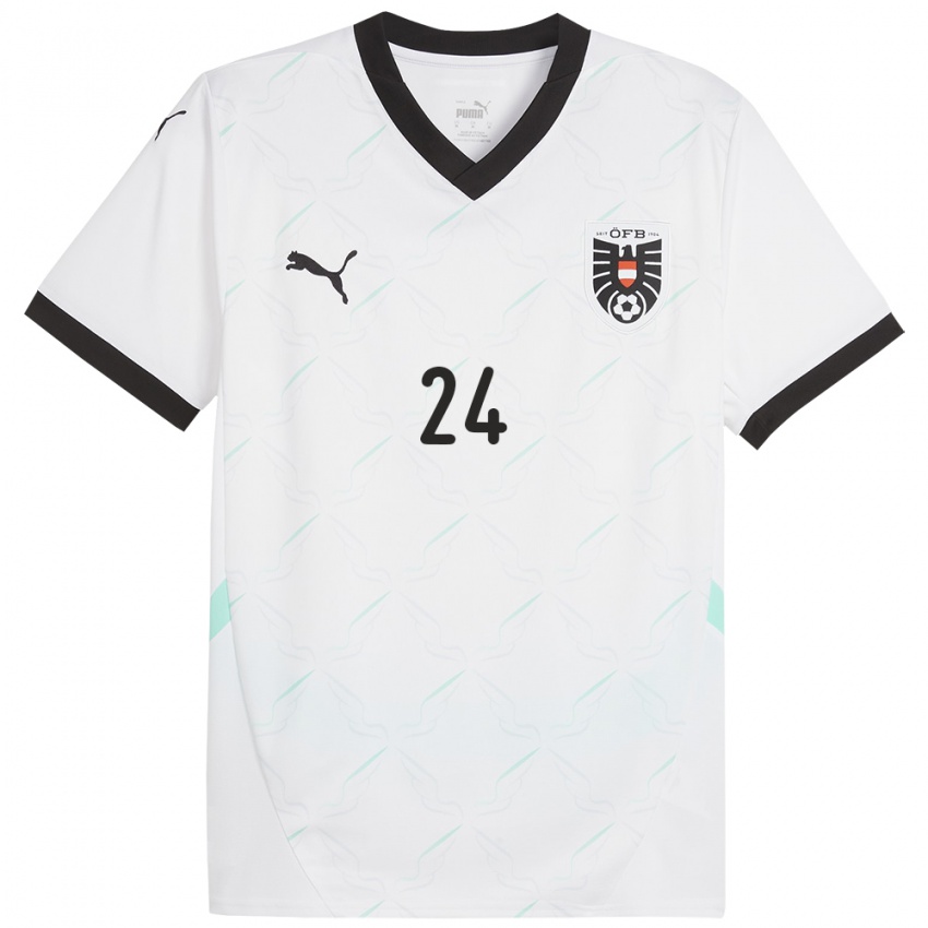 Hombre Camiseta Austria Julia Magerl #24 Blanco 2ª Equipación 24-26 La Camisa Chile