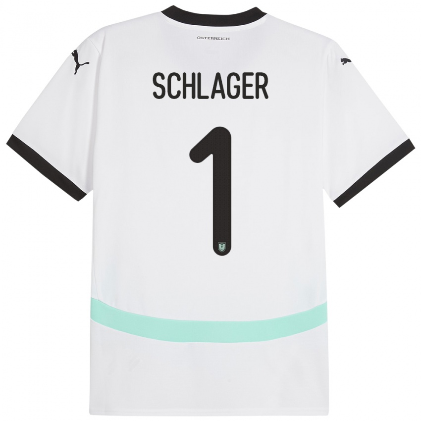 Hombre Camiseta Austria Alexander Schlager #1 Blanco 2ª Equipación 24-26 La Camisa Chile