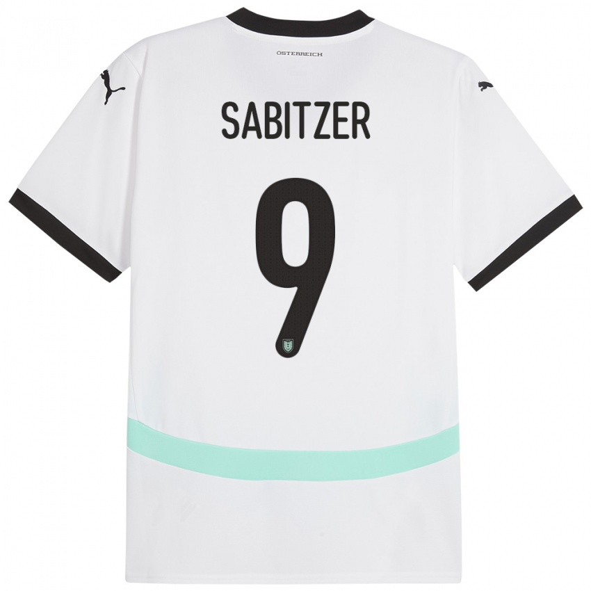 Hombre Camiseta Austria Marcel Sabitzer #9 Blanco 2ª Equipación 24-26 La Camisa Chile