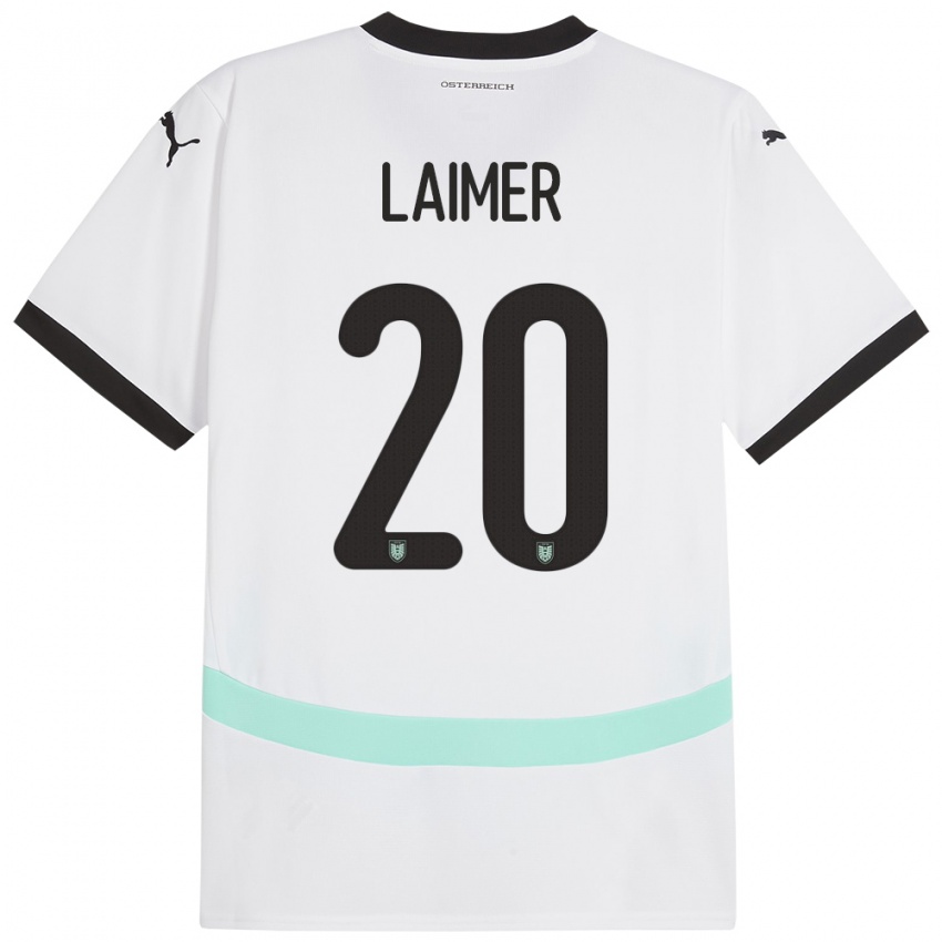 Hombre Camiseta Austria Konrad Laimer #20 Blanco 2ª Equipación 24-26 La Camisa Chile